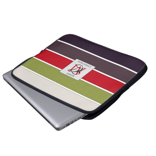 Cozy kerstpasta Color Palette Monogram Laptop Sleeve (Voorkant onderkant)