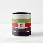 Cozy kerstpasta Color Palette Monogram Tweekleurige Koffiemok (Center)