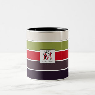 Cozy kerstpasta Color Palette Monogram Tweekleurige Koffiemok