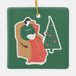 Cozy kerstversiering keramisch ornament