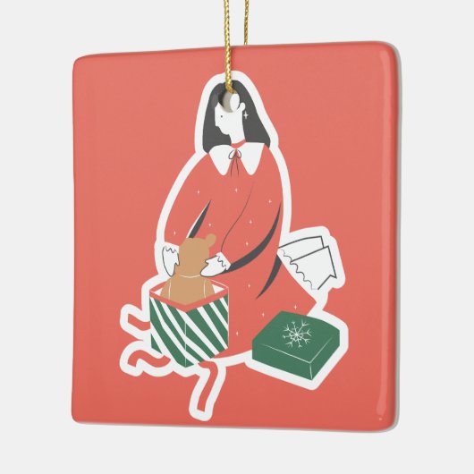 Cozy kerstversiering keramisch ornament (Links)