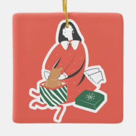 Cozy kerstversiering keramisch ornament