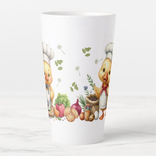 Cozy Kitchen Ducks Cute Cooking Design Latte Mok (Voorkant)