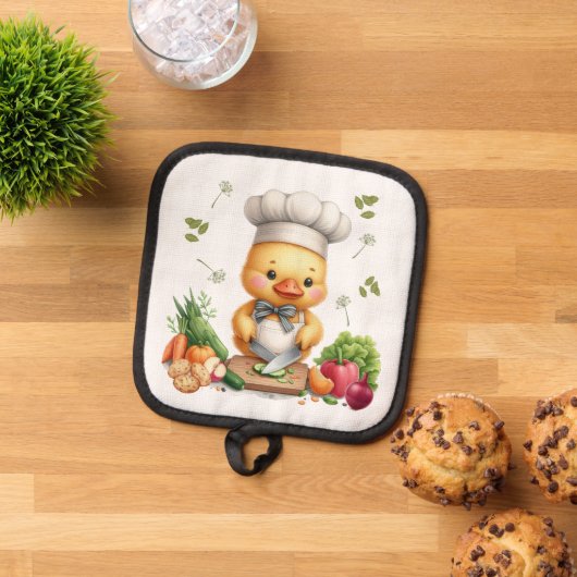 Cozy Kitchen Ducks Cute Cooking Design Pannenlap (Top down)