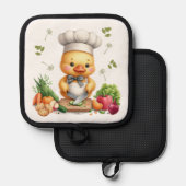 Cozy Kitchen Ducks Cute Cooking Design Pannenlap (Voorkant / Achterkant)