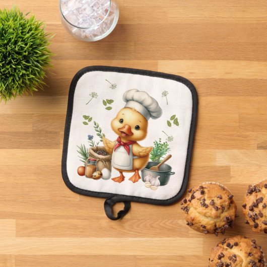 Cozy Kitchen Ducks Cute Cooking Design Pannenlap (Top down)