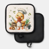 Cozy Kitchen Ducks Cute Cooking Design Pannenlap (Voorkant / Achterkant)