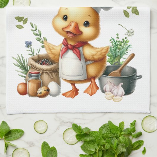 Cozy Kitchen Ducks Cute Cooking Design Theedoek (Gevouwen)