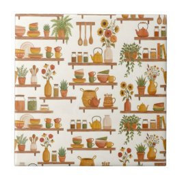 Cozy Kitchen Shelfie Watercolor Wall Accent Tegeltje