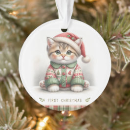 Cozy Kitten in Holiday Sweater Ornament