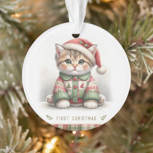 Cozy Kitten in Holiday Sweater Ornament (Boom)