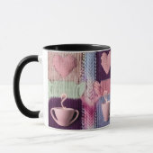 Cozy Knit Heart Patchwork Pink Mugs Combo Set Mok (Links)