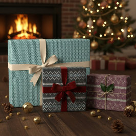 Cozy Knit Pattern Wrapping Paper Set