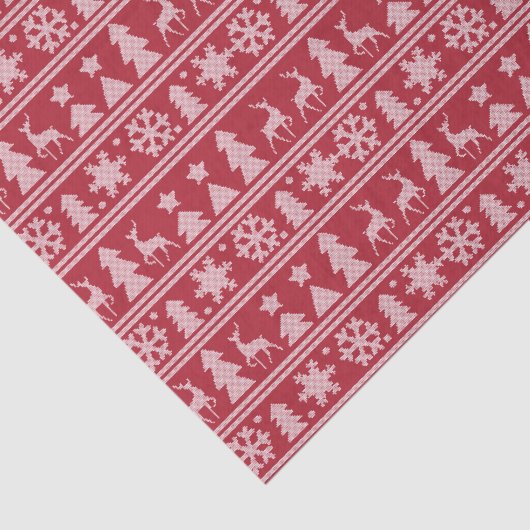 Cozy Knit Red Knit Sweater Pattern Tissuepapier (Detail)