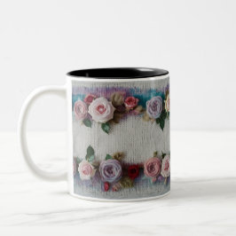 Cozy Knit Rose Border Two-Tone Mug  Tweekleurige Koffiemok