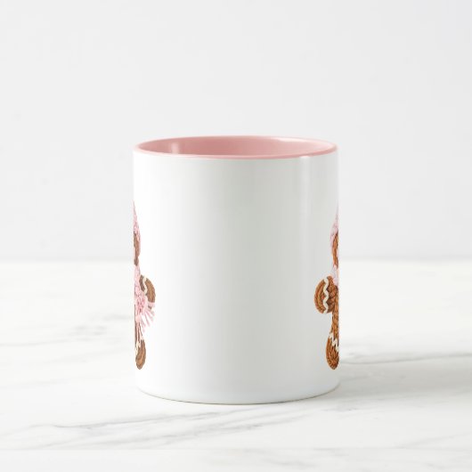 Cozy Knitted Gingerbread Winter Character Mok (Midden)