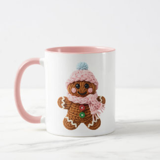 Cozy Knitted Gingerbread Winter Character Mok