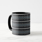 Cozy Knitted Pattern Black and Gray Mug Mok (Voorkant links)