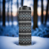 Cozy Knitted Pattern Black and Gray Thermosbeker