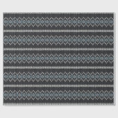 Cozy Knitted Pattern Black and Gray Wrapping Paper Cadeaupapier (Vlak)