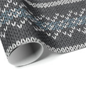 Cozy Knitted Pattern Black and Gray Wrapping Paper Cadeaupapier (Rol Hoek)