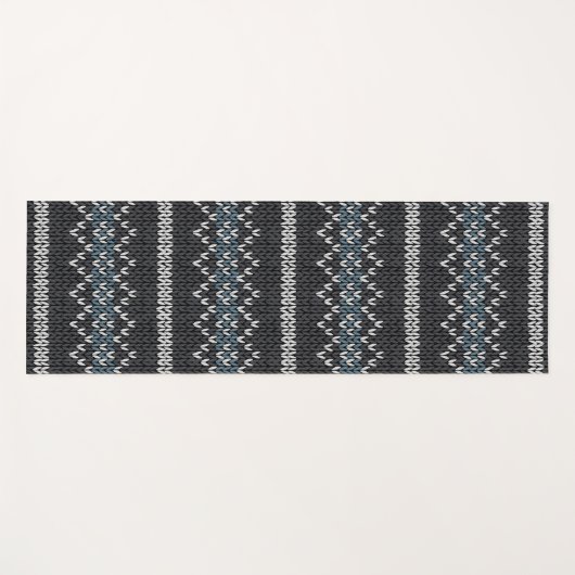 Cozy Knitted Pattern Black and Gray Yogamat (Voorkant (horizontaal))