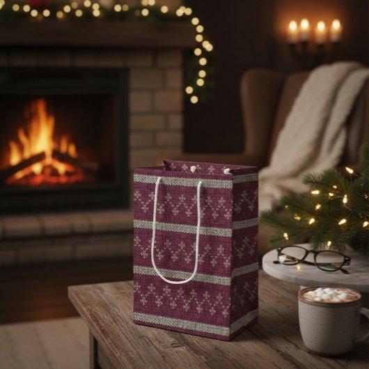 Cozy Knitted Pattern Paper Gift Bag Medium Cadeauzakje