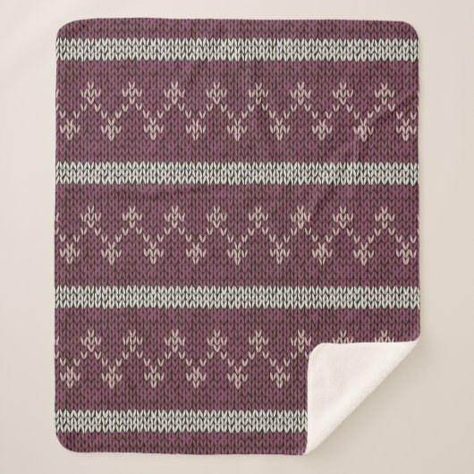 Cozy Knitted Pattern Throw Blanket in Burgundy (Voorkant)