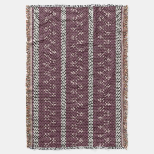 Cozy Knitted Pattern Throw Blanket in Burgundy  Deken (Voorkant Verticaal)