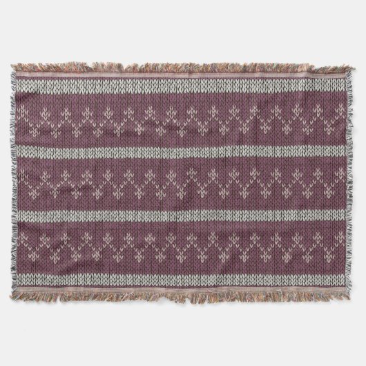 Cozy Knitted Pattern Throw Blanket in Burgundy  Deken (Voorkant)