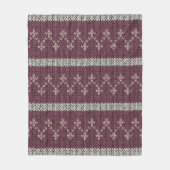 Cozy Knitted Pattern Throw Blanket in Burgundy Fleece Deken (Voorkant)