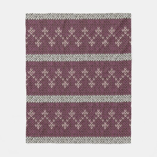 Cozy Knitted Pattern Throw Blanket in Burgundy  Fleece Deken (Voorkant)