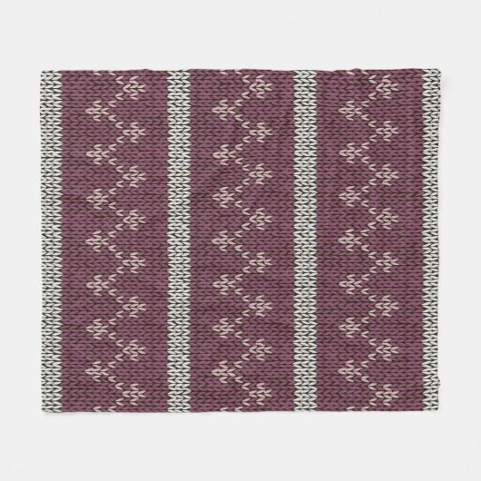 Cozy Knitted Pattern Throw Blanket in Burgundy Fleece Deken (Voorkant (Horizontaal))