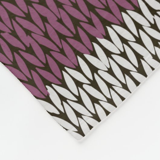 Cozy Knitted Pattern Throw Blanket in Burgundy Fleece Deken (Hoek)