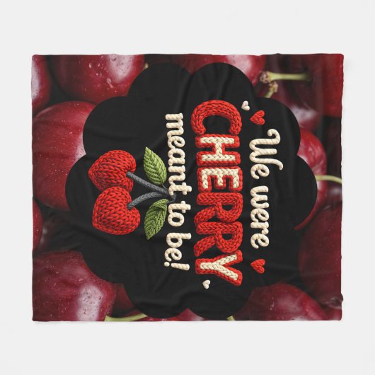 Cozy knitted-style typography and adorable cherry  fleece deken (Voorkant (Horizontaal))