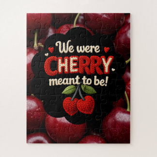 Cozy knitted-style typography and adorable cherry legpuzzel