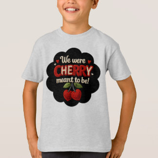 Cozy knitted-style typography and adorable cherry t-shirt