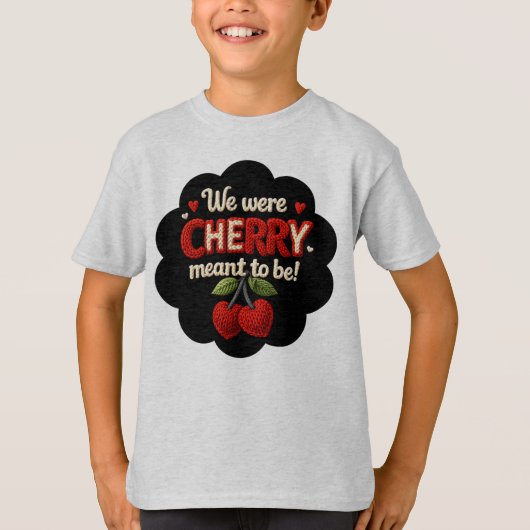 Cozy knitted-style typography and adorable cherry  t-shirt (Voorkant)
