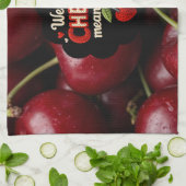 Cozy knitted-style typography and adorable cherry  theedoek (Gevouwen)