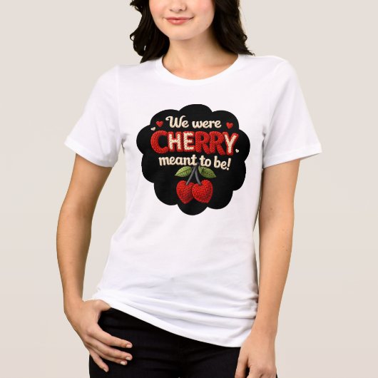 Cozy knitted-style typography and adorable cherry  Tri-Blend shirt (Voorkant)