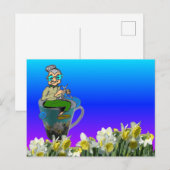 Cozy Knitting Woman op Daffodils Mok DIY Briefkaar Briefkaart (Voorkant / Achterkant)