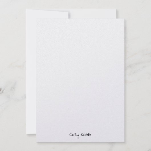 Cozy Koala blanco uitnodiging en aankondiging kaar (Achterkant)