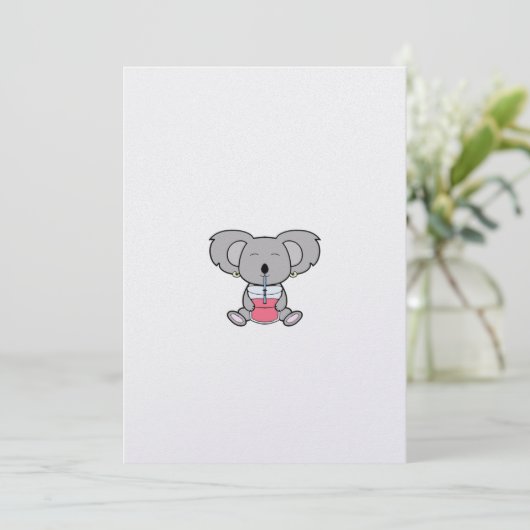 Cozy Koala blanco uitnodiging en aankondiging kaar (Staand voorkant)