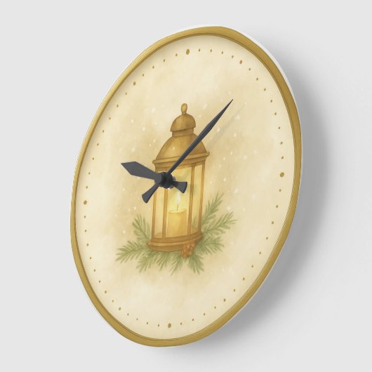 Cozy Lantern Winter Wall Clock – MerryMist Warm Gl Grote Klok (Hoek)