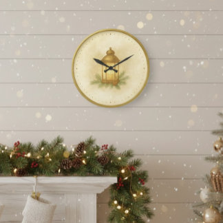 Cozy Lantern Winter Wall Clock – MerryMist Warm Gl Grote Klok