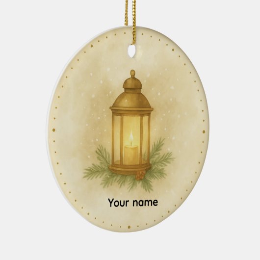 Cozy Lantern Winter Wall Clock – MerryMist Warm Gl Keramisch Ornament (Rechts)