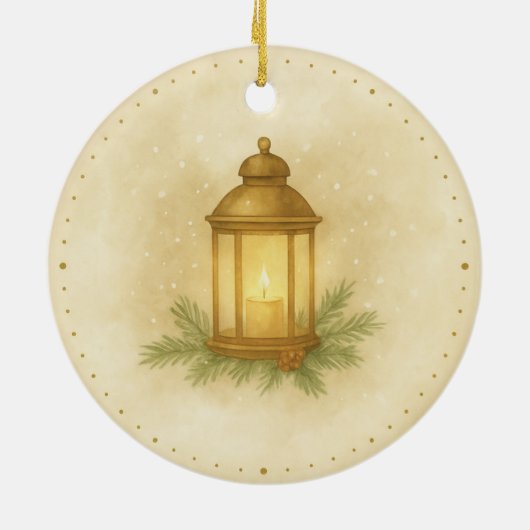 Cozy Lantern Winter Wall Clock – MerryMist Warm Gl Keramisch Ornament (Achterkant)