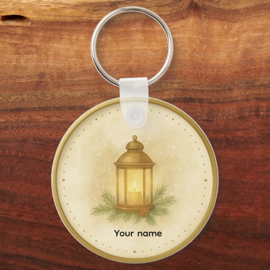 Cozy Lantern Winter Wall Clock – MerryMist Warm Gl Sleutelhanger (Voorkant)