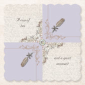 Cozy Lavender Bookish Scalloped Edge Kartonnen Onderzetters (Voorkant)