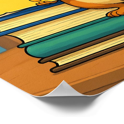 Cozy Library Scene: Humorous Mirthful Mouse Poster (Hoek)